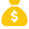 Yellow money bag icon with a dollar sign.