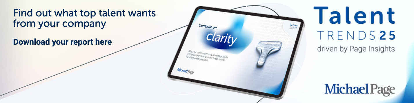 Michael Page Australia Talent Trends 2025 Report banner | click to download report
