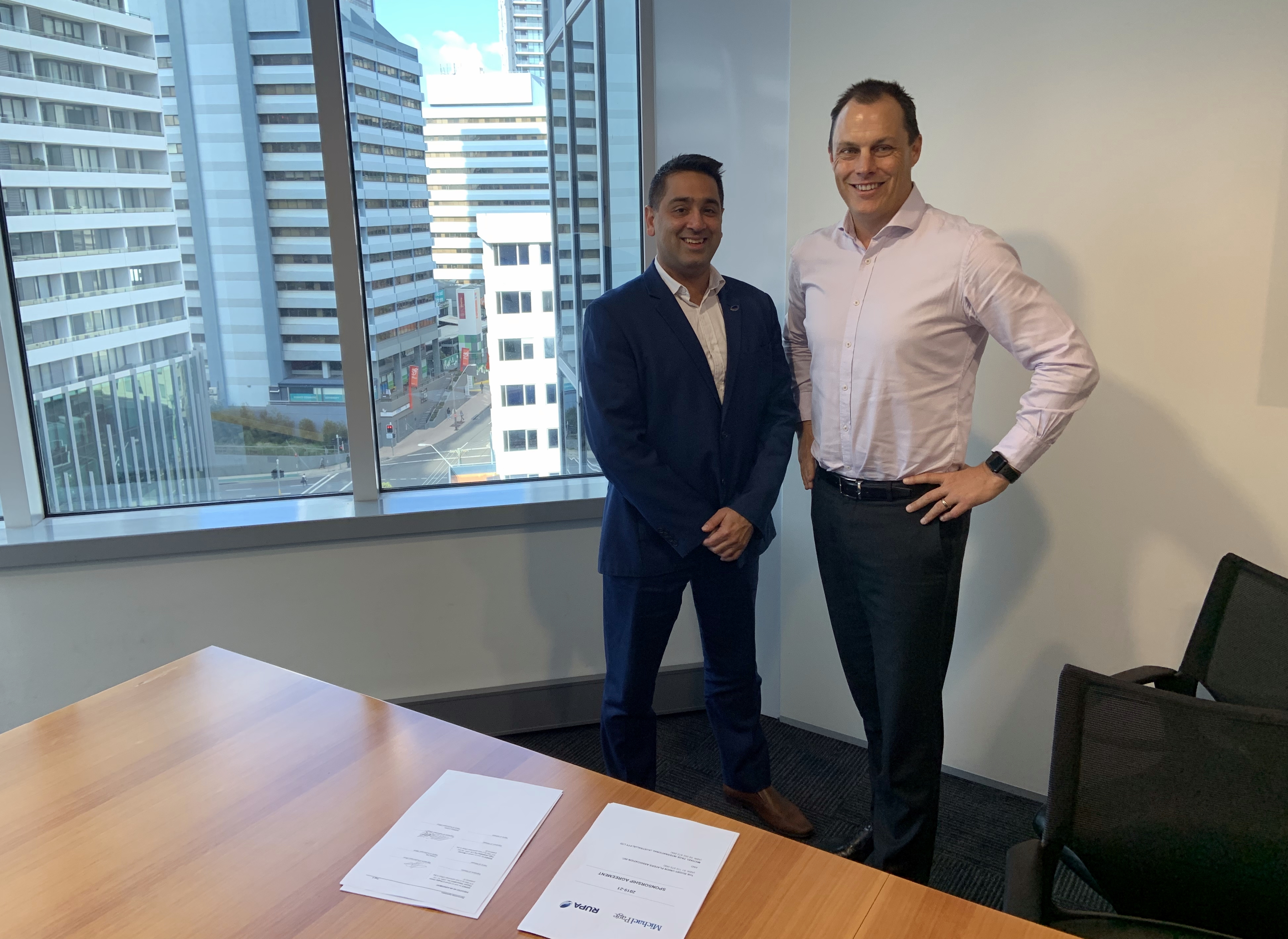 Prataal Raj, Chief Executive, RUPA (left) and Matthew Gribble, Regional Managing Director, PageGroup Australia and New Zealand (right) extend the successful partnership to the end of 2021.