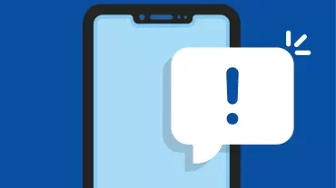 Smartphone with notification alert icon on the screen.