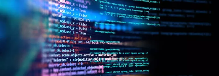 Colorful lines of code on a screen, showing programming scripts and functions.