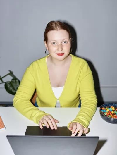 Person working on a laptop 