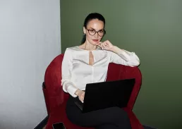 Executive working on her laptop