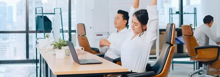 A talent at ease from their flexible workplace practice in the office.